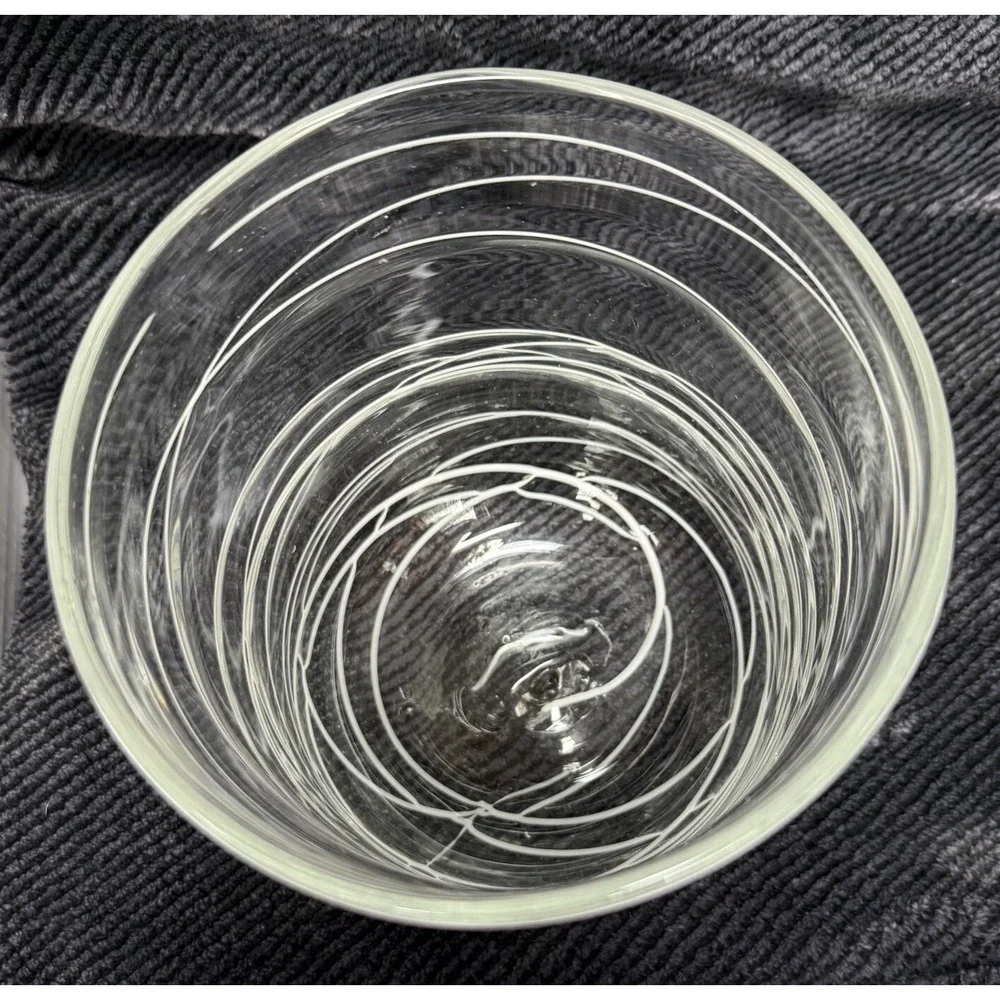 Blown Glass Clear Vase With White Modern‎ Design 5.75